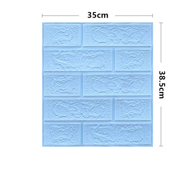 

3D тривимірний цегляний візерунок Наклейка на стіну Самоклеюча водонепроникна м яка проти зіткнень світло-синій колір