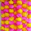 Artificial Marigold Garland Flowers for Decoration Long Toran Indian Genda Phool for Wedding & Festival |4-8 Feet Long |Pink+Yellow | 5 Strings