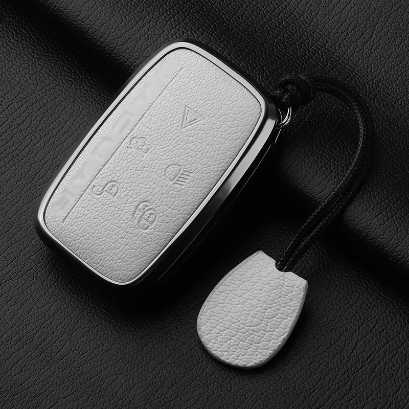 Aluminum Alloy Goatskin Car Key Case Cover for Jaguar JLR XF XJ XE XJL XFL I-PACE E-PACE F-Pace Car Key Case Protect Fob