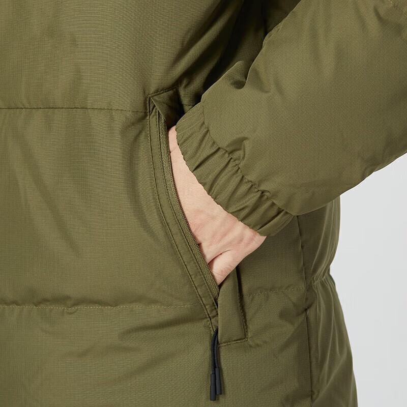 adidas Logo Hooded Down Jacket Olive HN2093