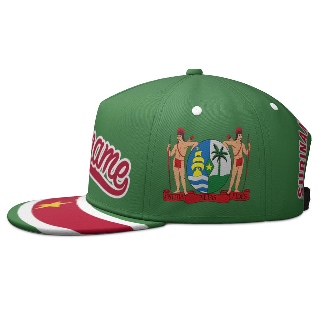 Suriname Flat Brimmed Cap Custom Name Number Logo Hip-hop Hat Nation Flag Dutch Sranan Sarnam Sur Country Print Photo Headgear