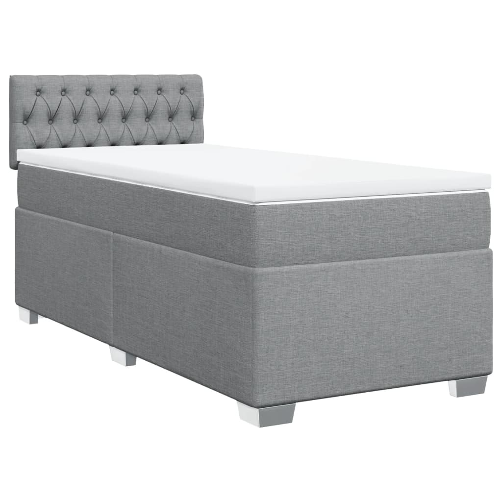 Vidaxl Letto Continentale Con Materasso, Grigio Chiaro, Tessuto, 100X200Cm