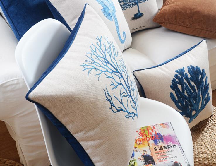 Cuscino Mediterraneo Serie Marina Americana Cuscino Decorativo per la Casa Federe in Lino Cuscino per Divano