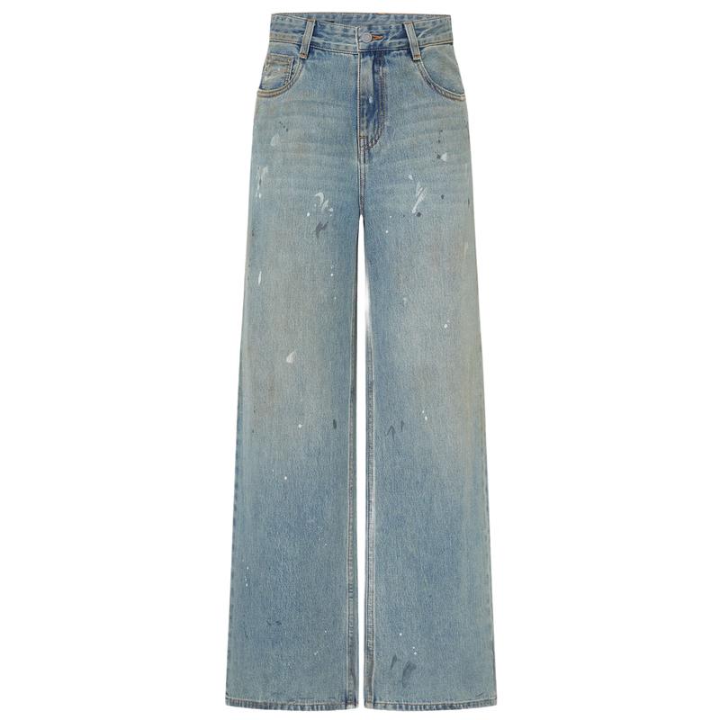

MO&Co. 2025 Spring Distressed High-Waist Wide-Leg Jeans M