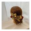 Tsumami Zaiku Hair Ornaments - Orange Brown, Formal Occasions, Bridal, Kimono, Hakama, Graduation, Wedding, Gold Accents