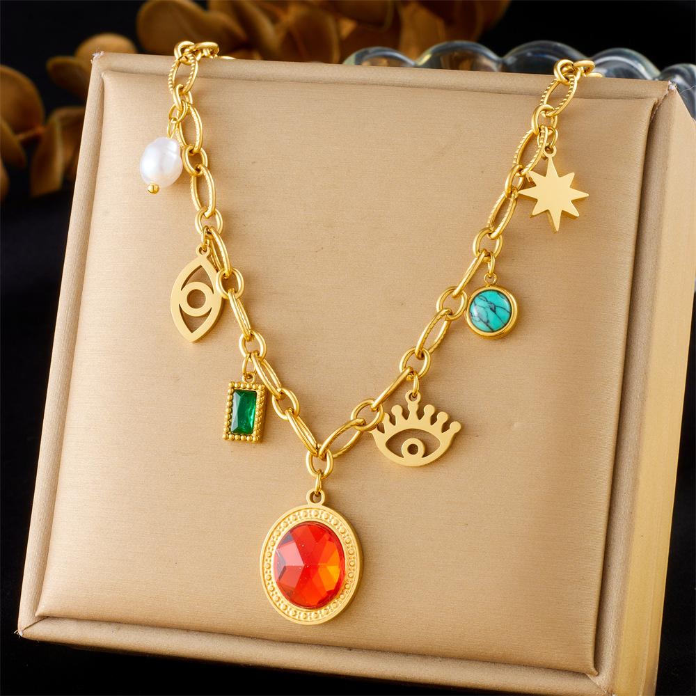 Vintage Love Heart Pearl Choker Necklace Pink Floral Gem Round Pendant Layered Sweater Chain Fashion Jewelry