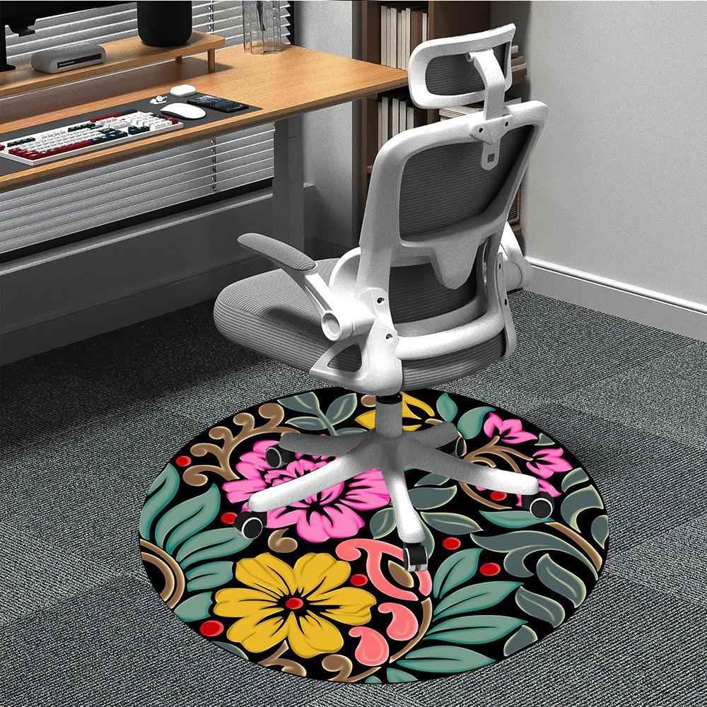 

1PC Floral Pattern Chair Carpet for Office Non-Slip, Lightweight, Machine Washable Rug for Office, Sleeping, Room - Holiday Decoryy251009061 80cm by 80cm