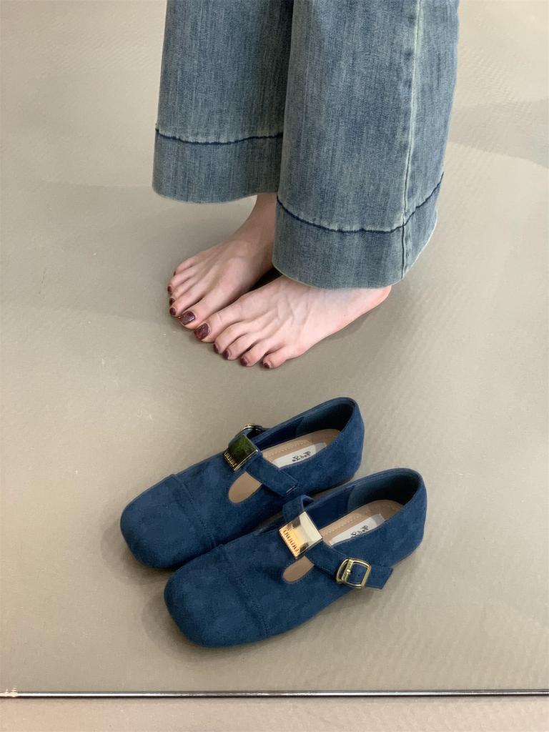 Belt Buckle Flats Driving Mules For Ladies 2024 New Elegant Mary Jane Ballet Shoes Casual Daily Loafers Flat Shoes Zapatos De Mu