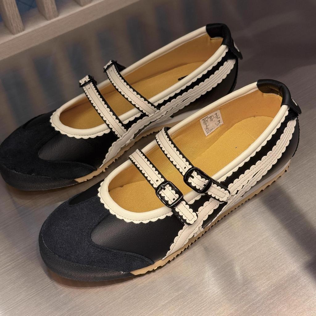 Sheepskin~ Ghost Family Japanese Shoes Versatile One-word Ballet Shoes Women's Leather Girl Wind Mary Jane Shoes