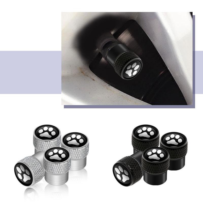 Creative Cool Design Paw Pet Animal Paw Footprints Emblém Auto Pneumatika Víčko ventilku Pneumatika Prach Cap Dekor Pro univerzální styling auta 4ks