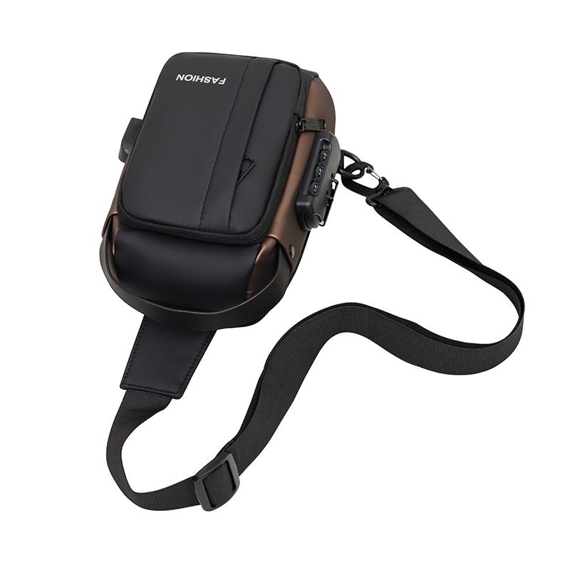 Water-Repellent Chest Bag Men's Crossbody Bag Mobile Phone Bag Commuter Combination Lock Shoulder Bag