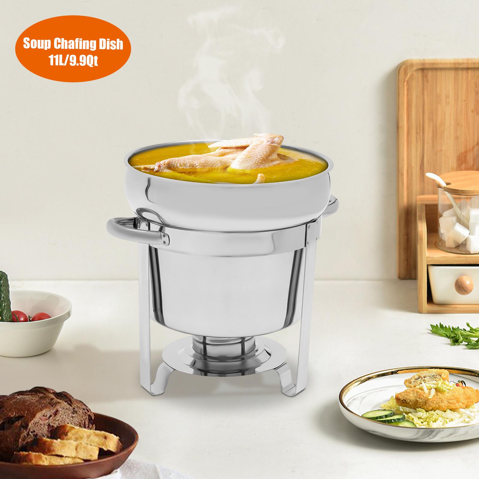 

11L 201 Stainless Steel Soup Chafer Station Large-Capacity Heat Preservation Soup Warmer 3-Leg Stable for Restaurant/Home United States