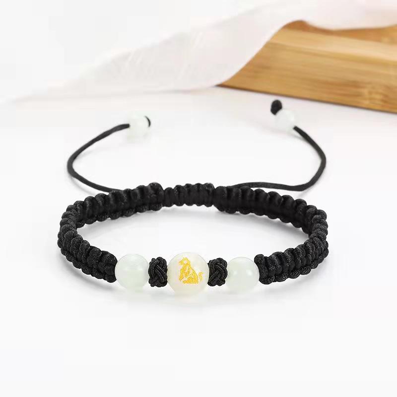 12 Zodiac Luminous Bracelet Lucky Charms Zodiac Red Rope Animal Transfer Beads Hand Woven Bracelet Luminous Necklace