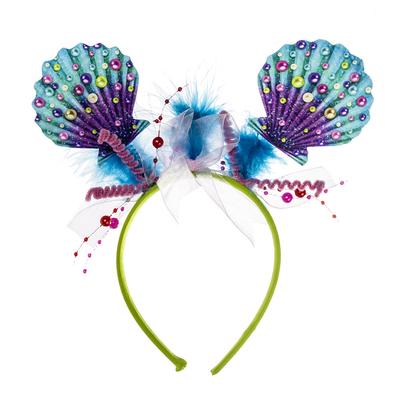 Headband Props, Halloween Party Decorations, Party Hair Accessories, Girls, Ocean Colored Pearls, Shell Headbands