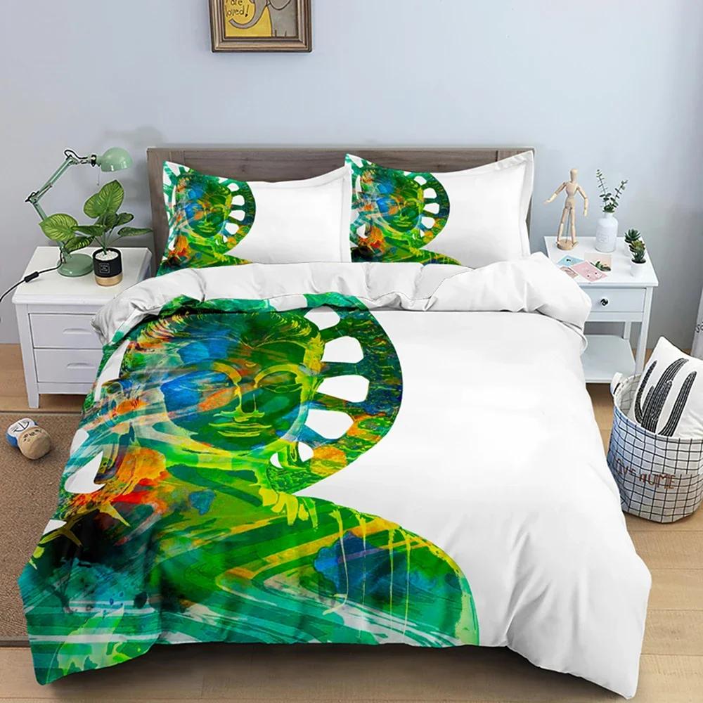 Family Buddha Bedding Set Mandala Quilt Cover Luxury Twin King Size Bed Sets Bohemian Bedclothes 2/3pcs With Pillowcase