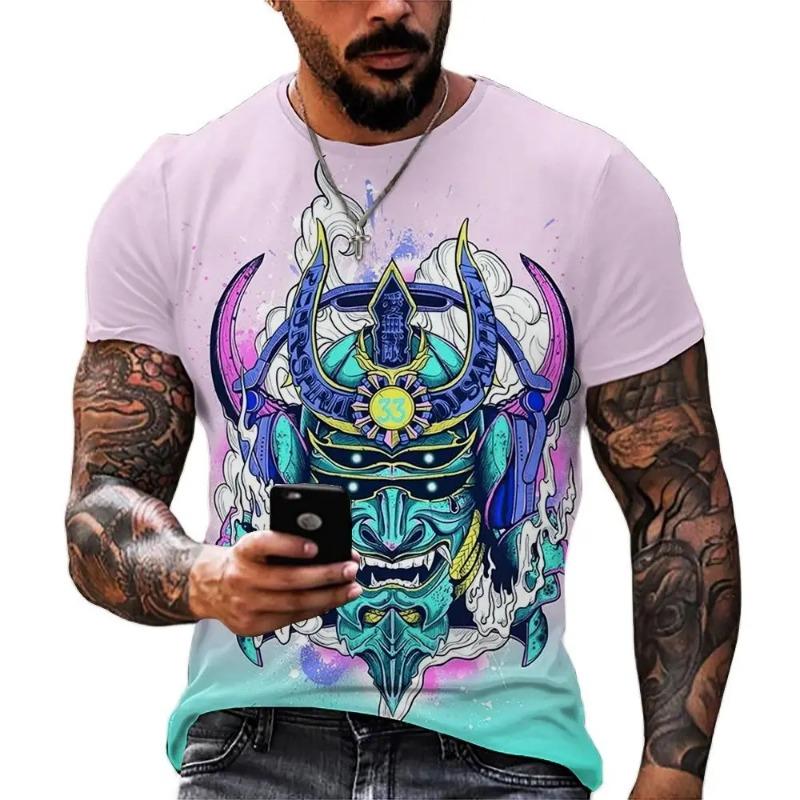 Summer Fashion Cool Japanese Samurai Men T-shirts 3D Printed Casual Trend Personality O-Neck Tees Hip Hop Harajuku Streetwear