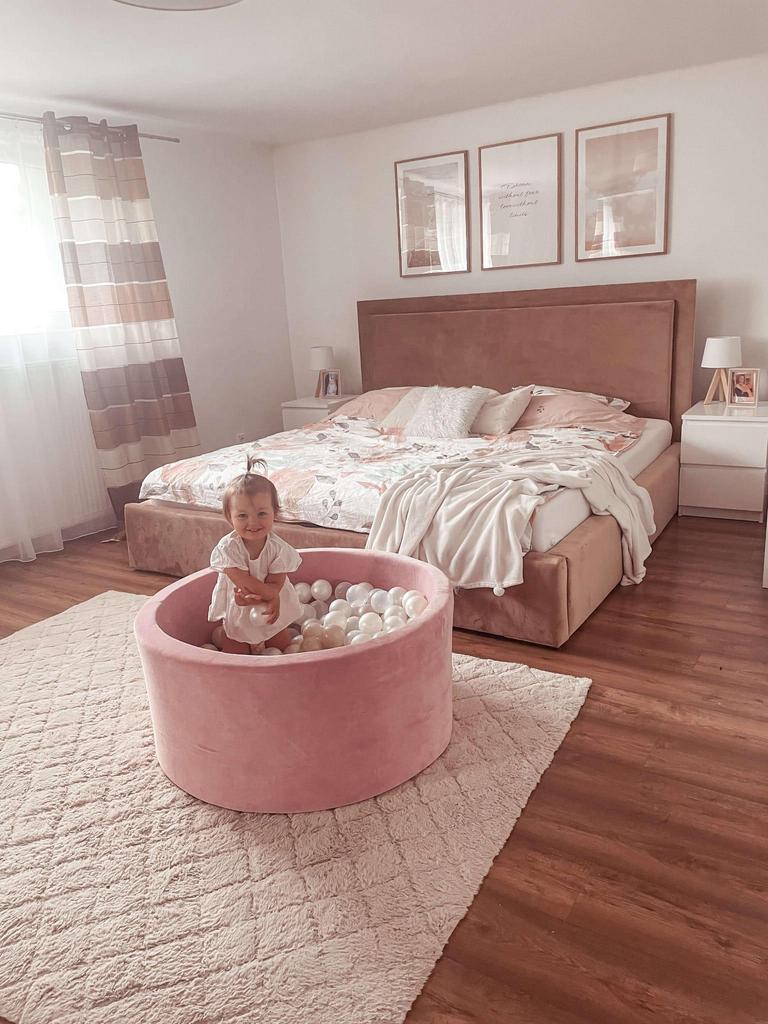 Dry pool 110x40cm Velvet Soft Pink with 500 balls: powder pink, silver, white, transparent