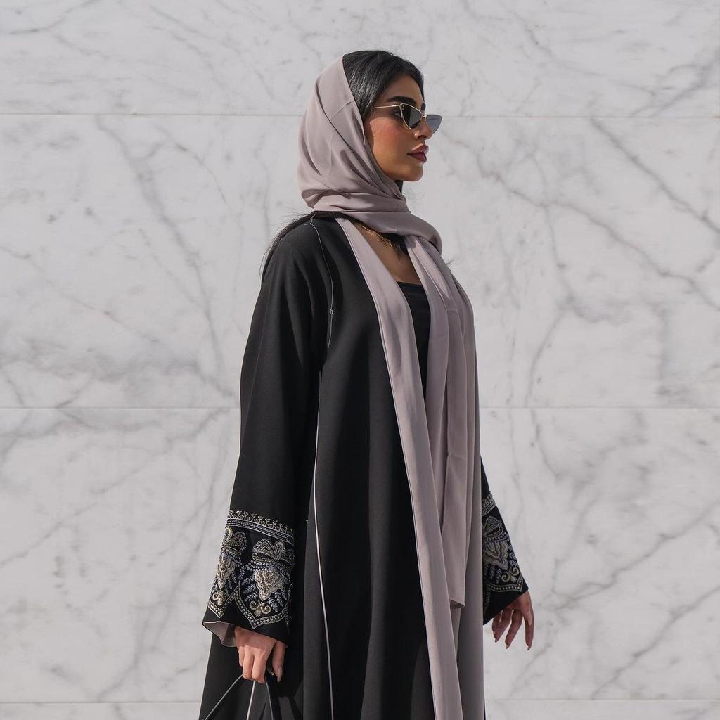 MQ105 Embroidered Patchwork Abaya Cardigan - Spring/Summer Trend