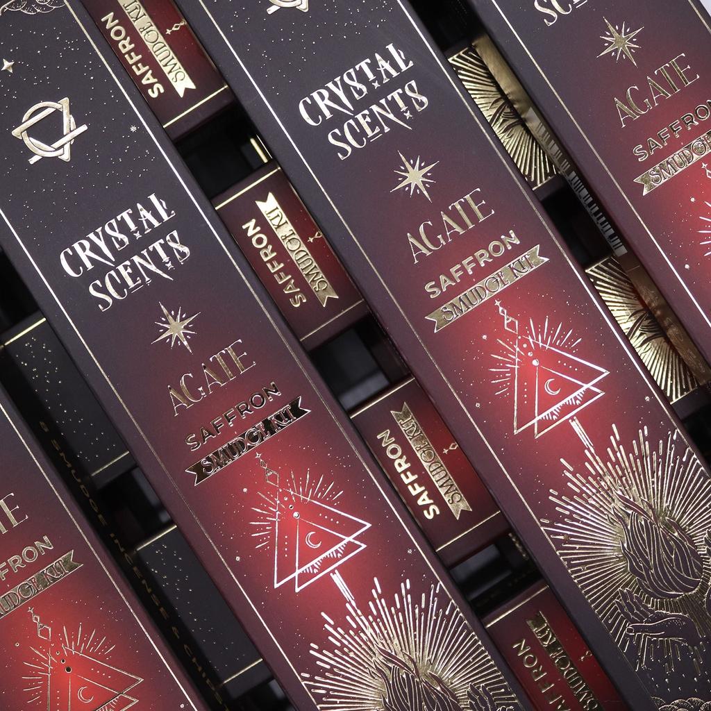 6x Roter Achat Kristall Duft Räucherstäbchen – Safran