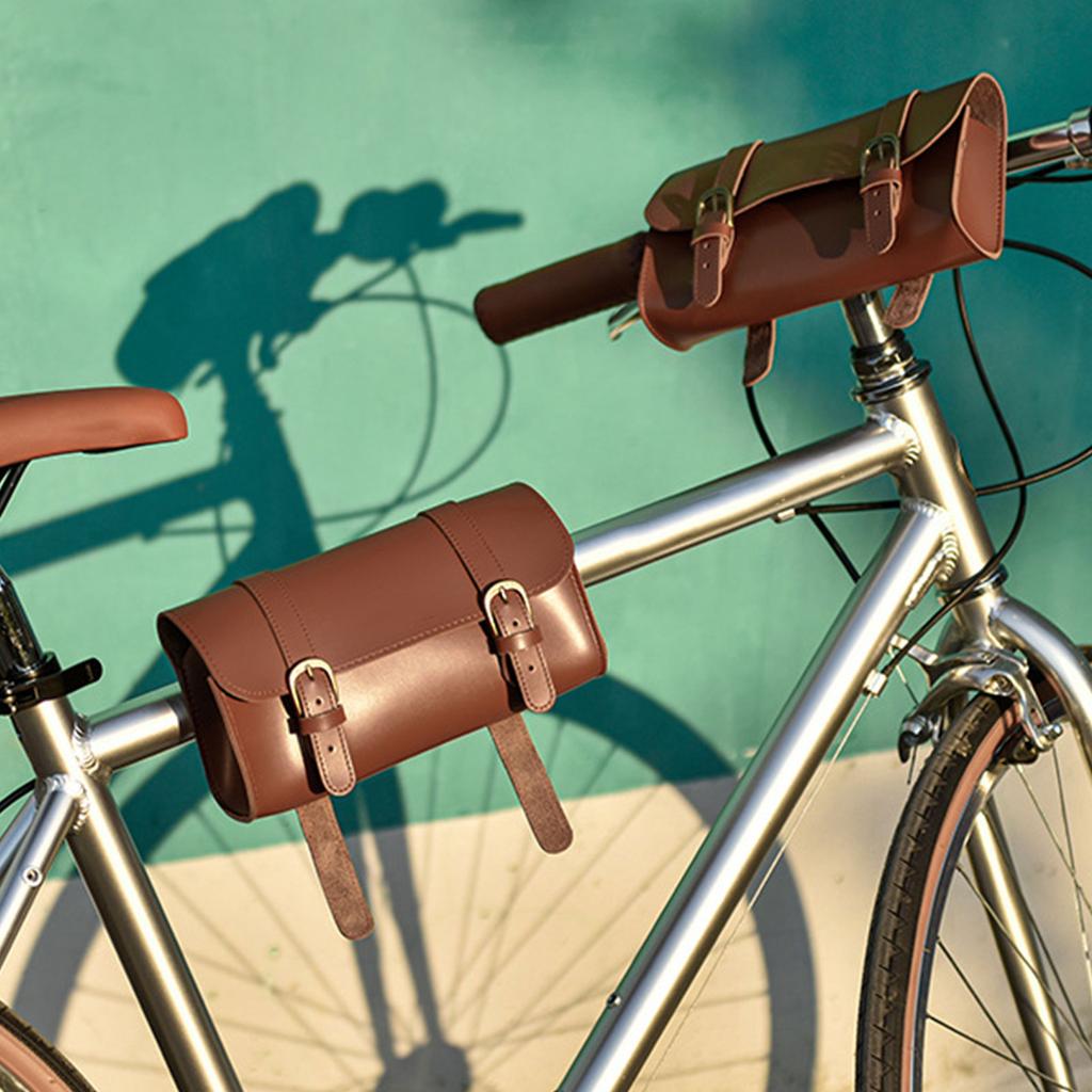 Borsa in Pelle per Attrezzatura da Ciclismo Borsa Frontale in Pelle per Bici da Strada Manubri da Ciclismo Borselli Accessorio per Ciclismo