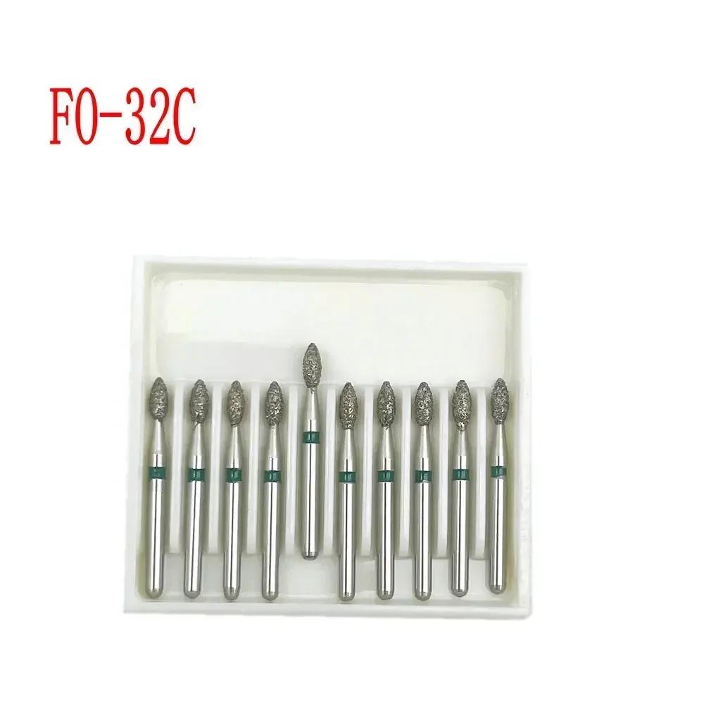 10pcs/box Dental Diamond Burs Drill FG Diamond 1.6mm Shank for High Speed Handpiece Burs