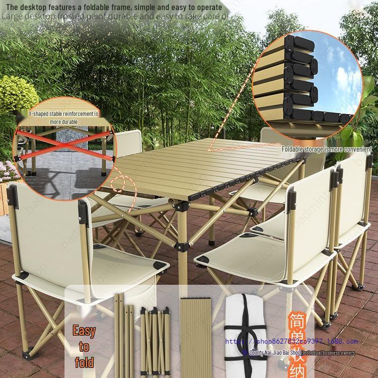 Portable Outdoor Camping Table & Chair Set – Lightweight, Foldable for Dining, Market Stalls, or Relaxing