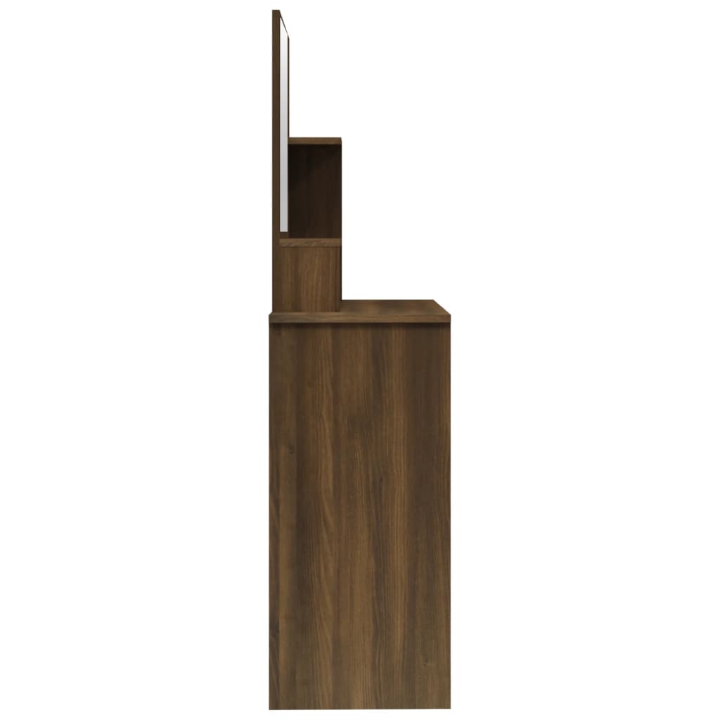 Vidaxl Toaletka Z Lustrem, Brązowy Dąb, 86,5X35X136 Cm