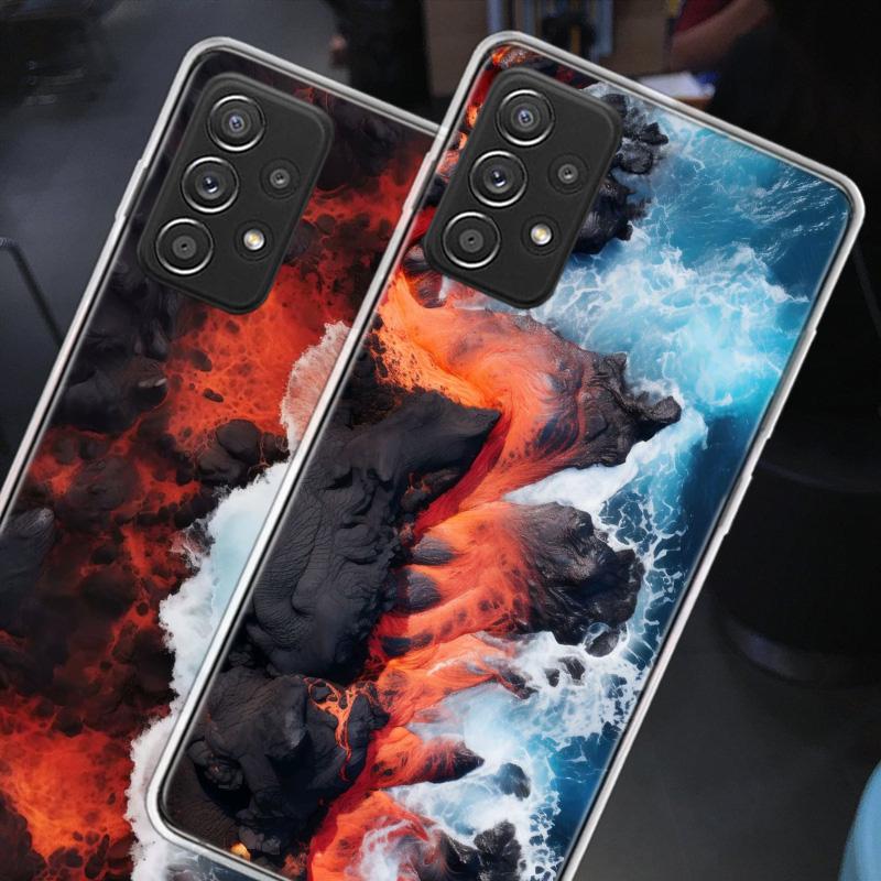 The Collision of Lava and Seawater Phone Case for Samsung A54 A57 A37 A17 A14 A15 A12 A24 A34 A55 A35 A25 A52S A07 A05S A04S A22