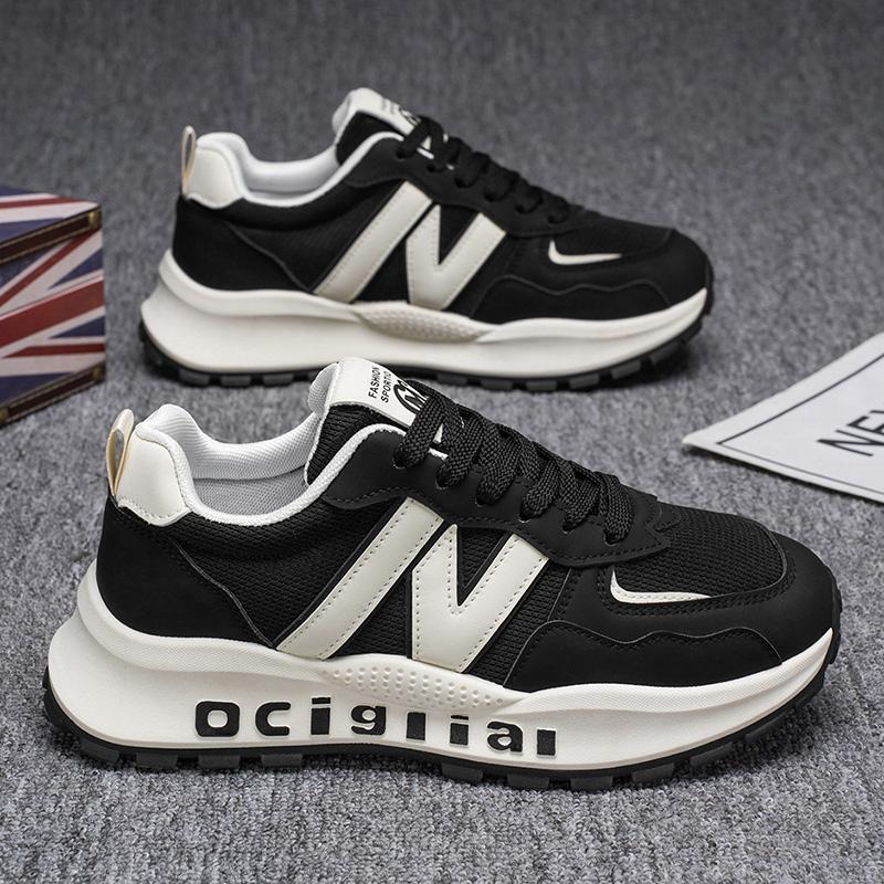 

Новые модные мужские туфли Four Seasons Low Top, удобные дышащие повседневные кроссовки 44 чёрный/бежевый