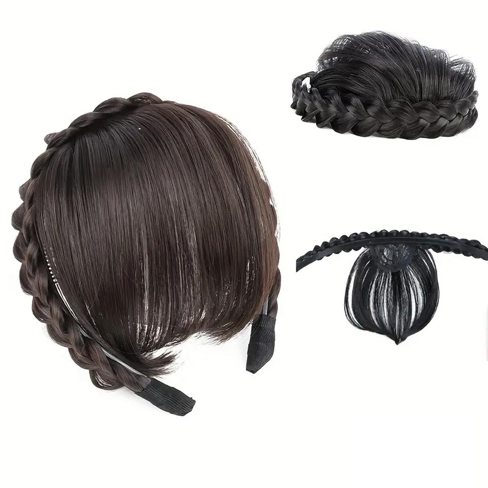 

Новые аксессуары для волос с челкой, косами, повязка на голову, наращивание волос, высокотемпературное синтетическое волокно, искусственные волосы для женщин, ежедневное использование, Хэллоуин, Рождество