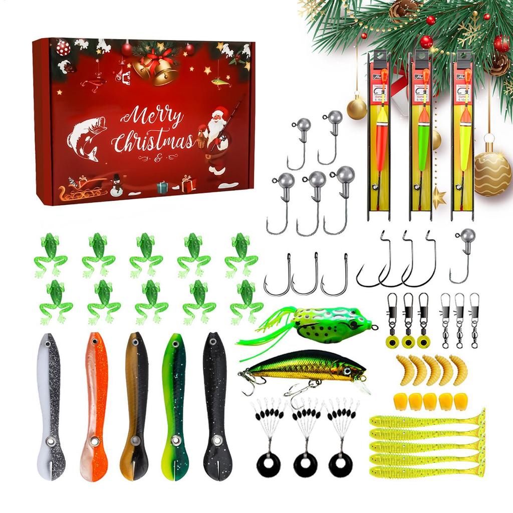 Fishing Countdown Calendars Adventure Calendar Fish 24 Days Christmas Fishing Tackle Lure Gear Set For Adult Men Teen Boys Gift