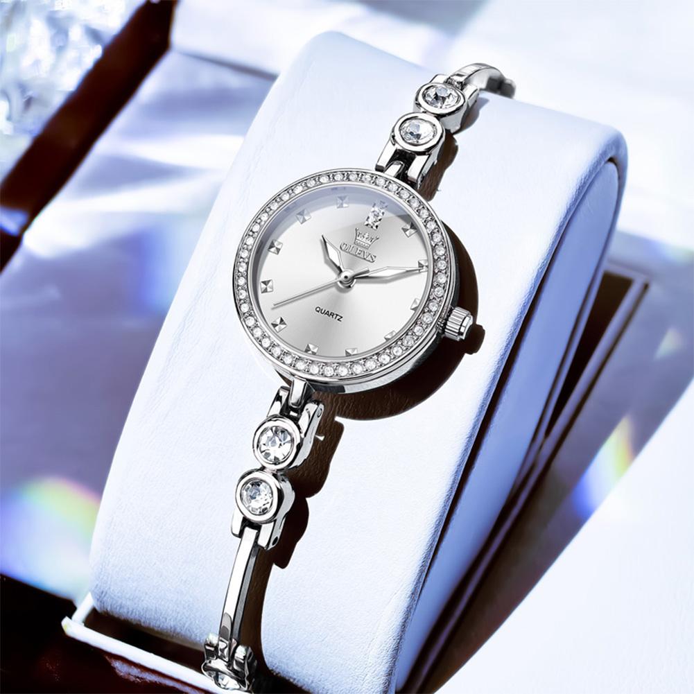 OLEVS Watch for Women Fashion Elegant Female Quartz Rose Gold Wristwatch 3ATM Waterproof Rhinestone Bracelet Ladies Clock