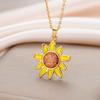 Teamer Enamel Sunflower Pendant Necklace Gold Color Stainless Steel For Women Fashion Plant Floral Amulet Jewelry Gift 2026 New
