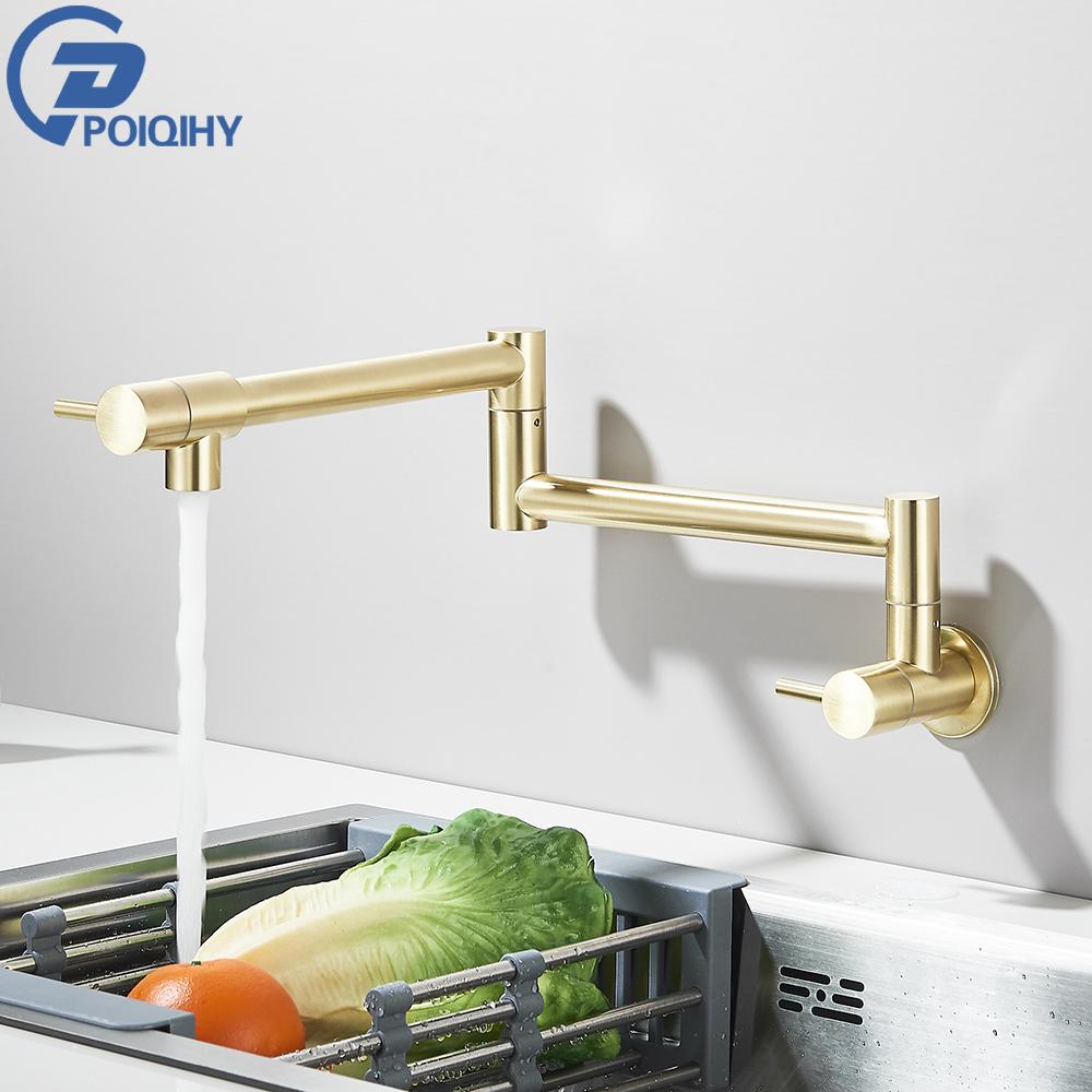 Chrom-schwarzer Wandhahn, einzelner Kaltwasserhahn, 360° drehbarer Auslauf, Waschhahn, klappbarer Hals, Badezimmer-Küchenhahn