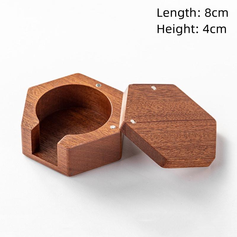 51/53/58mm Coffee Filter Paper Box Solid Wood Round Mocha Pot Filter Paper Box with Cover Lid Coffee Paper Filter Storage Box
