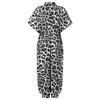 Retro Leopard Print Plus Size Jumpsuit for Women - Short Sleeve, Button-Up, Casual Loose Fit (2020 European Design)