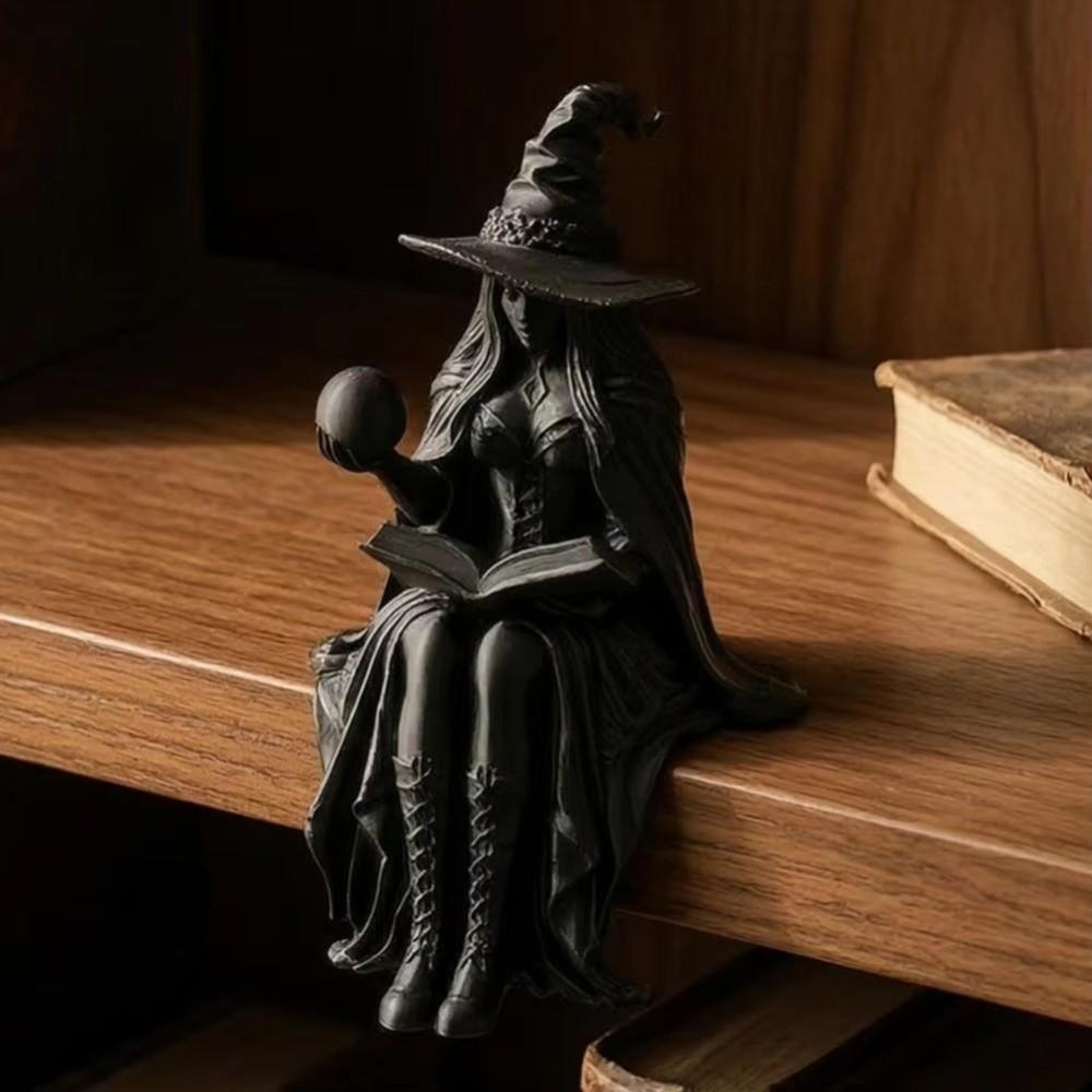 with Book Ball Sitting Witch Figurine 3D Printed Crystal Ball Witch Statue  Halloween Party