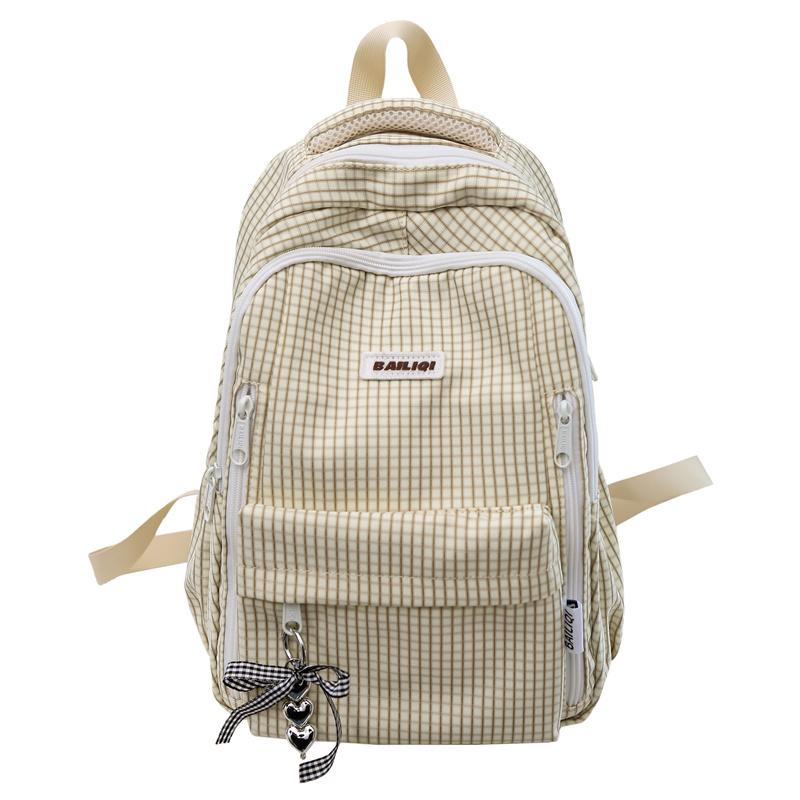 Plaid Print Student Schoolbag Women Campus Backpack