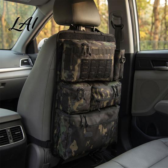 Heavy Duty Car Organizer Tactical Seat Back Organizer Oxford Cloth Universal Backseat Storage Bag One-Piece with Multiple Pockets for Trucks