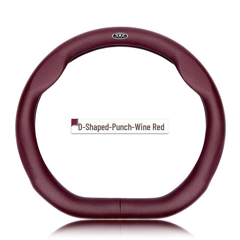 Genuine Leather Steering Wheel Cover for JAC Refine A60S3/Heyue A13, Ultra-Thin Design