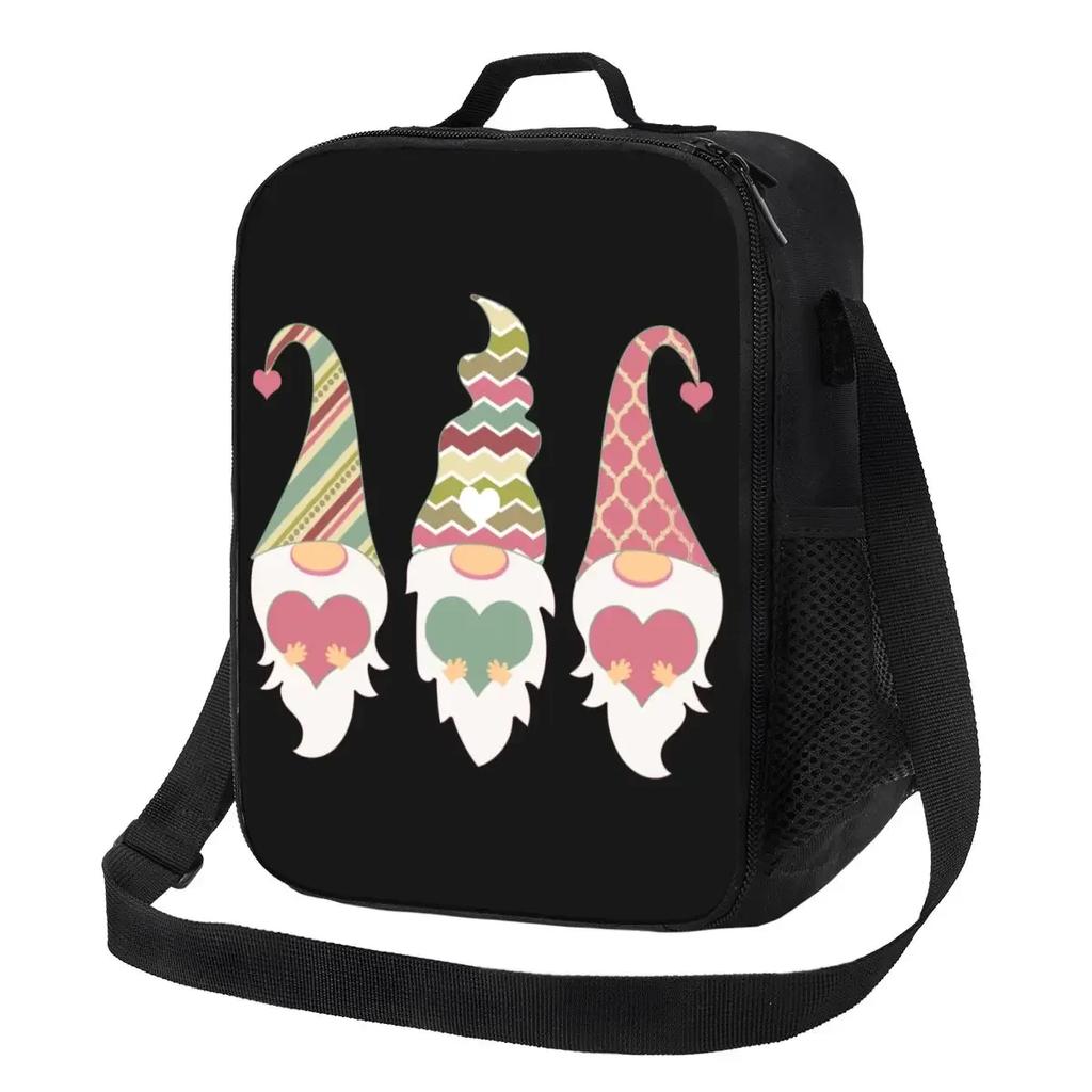 Garden Gnome Pattern Thermal Insulated Lunch Bags Women Portable Lunch Tote for Work School Travel Storage Bento Food Box