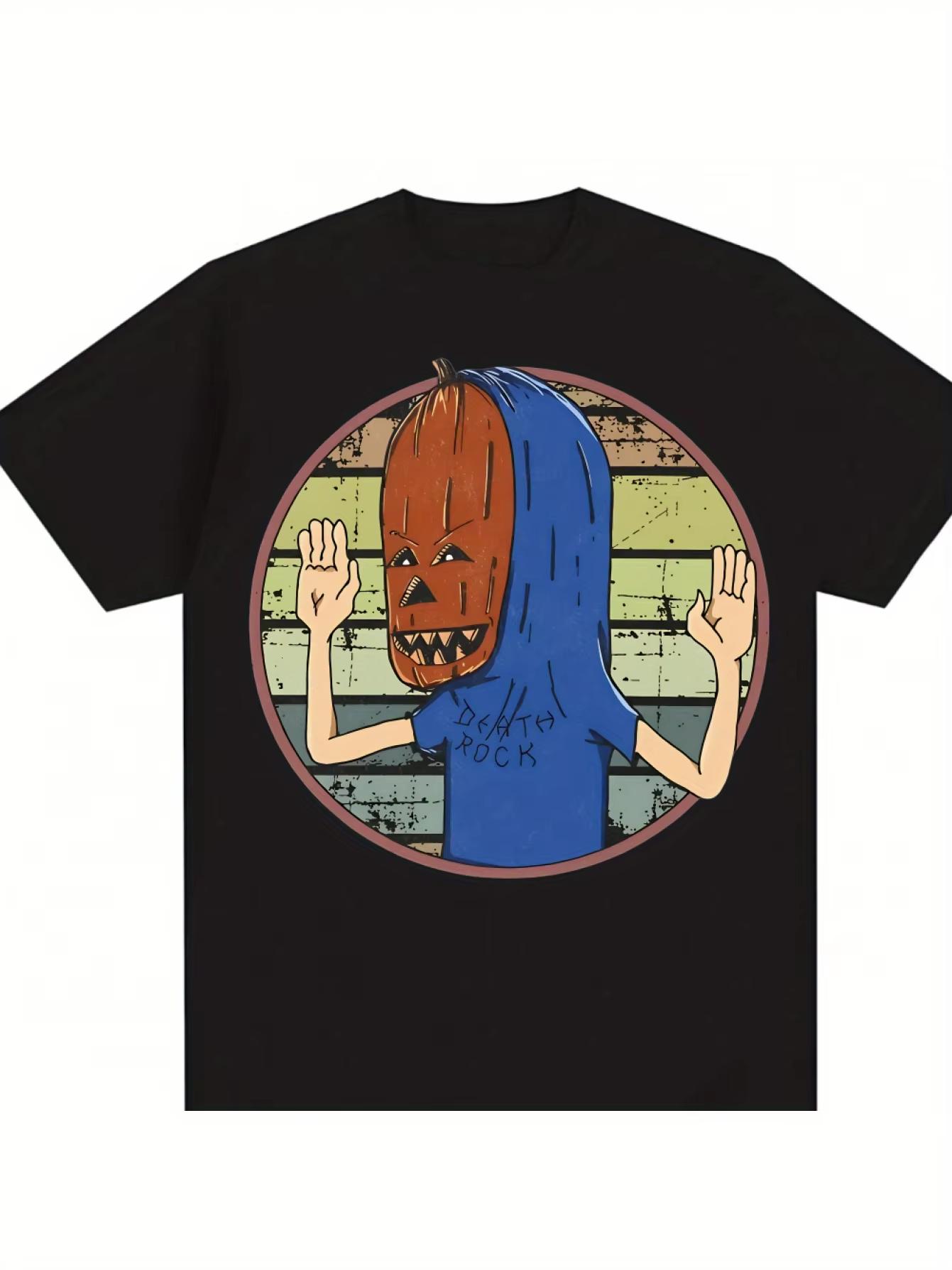 

Men s Women s Beavis Pumpkin Head Graphic T-Shirt Black Casual Short SleeveTee All Seasons Casual Wear Four Seasons Clothing 4XL