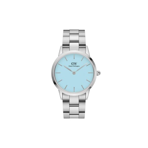 [Official Limited Edition/2-Year Warranty/Limited Edition] Daniel Wellington DW Iconic Link Pastel Capri Watch for Men and Women, 36mm, Blue Dial, Sil