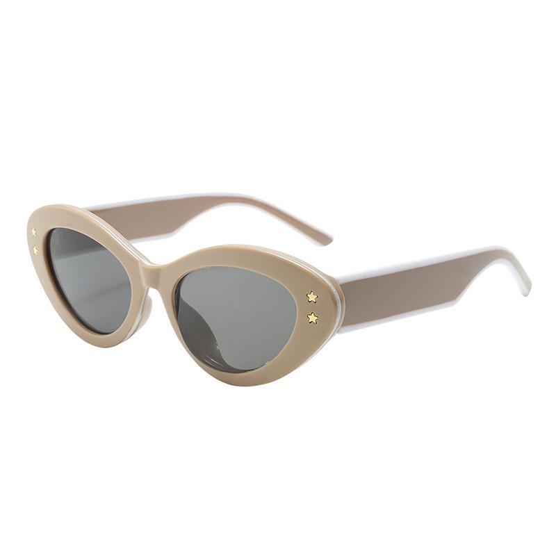 Women Retro Cat Eye Oval Frame Sunglasses Uv Protection Fashion Sun Glasses For Large Face