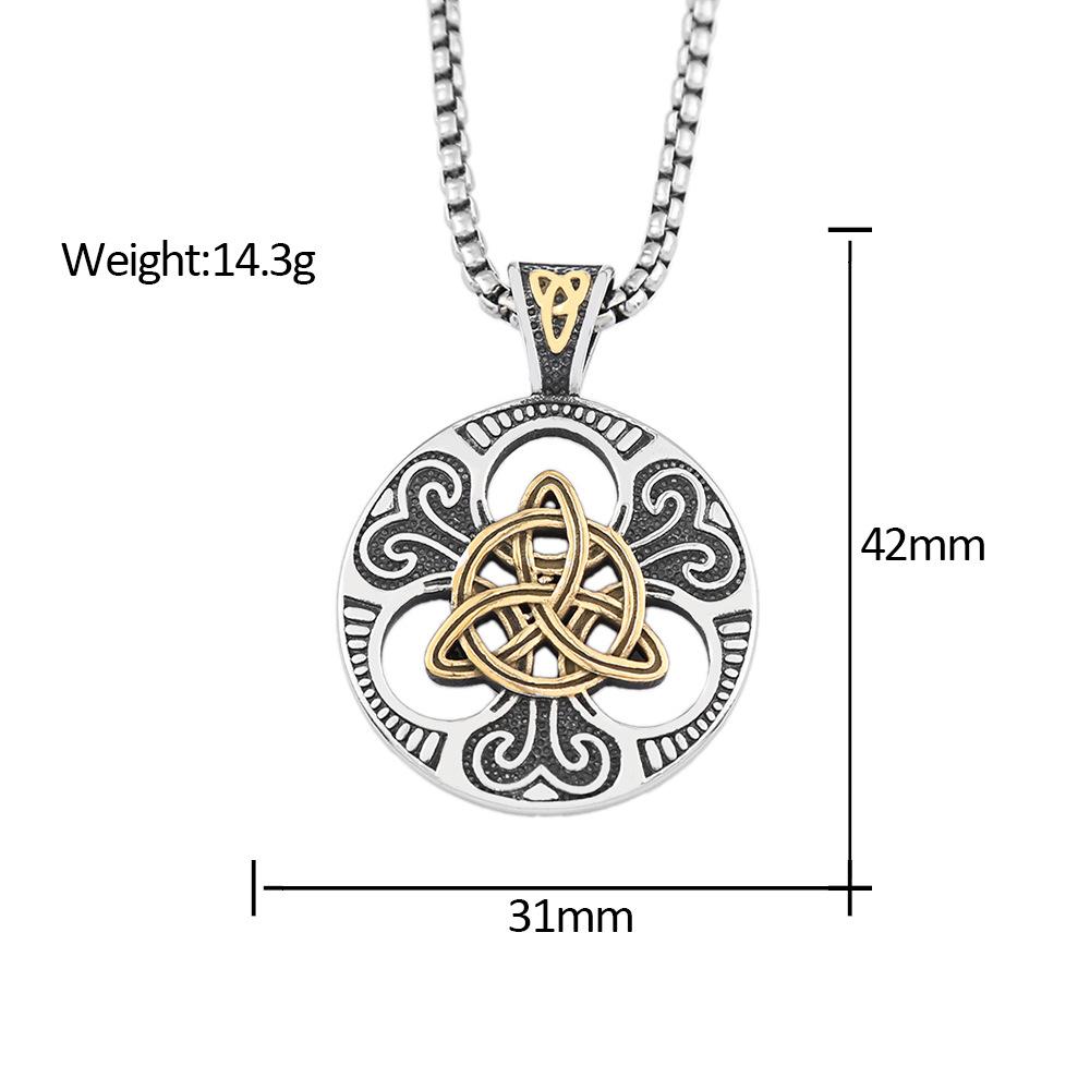 Viking Ireland Concentric Knot Stainless Steel Pendant Fashion Personality Round Brand Titanium Steel Necklace Men