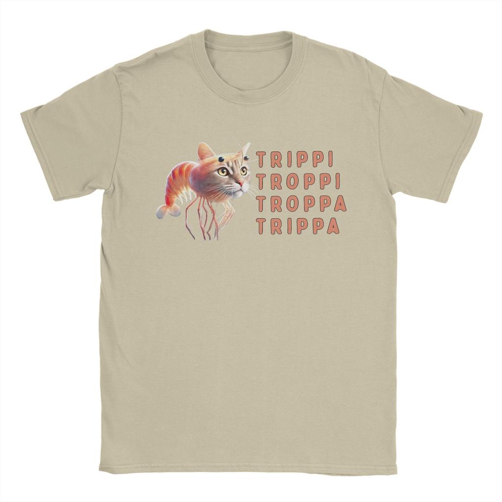 Trippi Troppi Cat Shrimp Accessories Unisex Women T Shirts Pure Cotton Tee Printed Tshirt Clothing