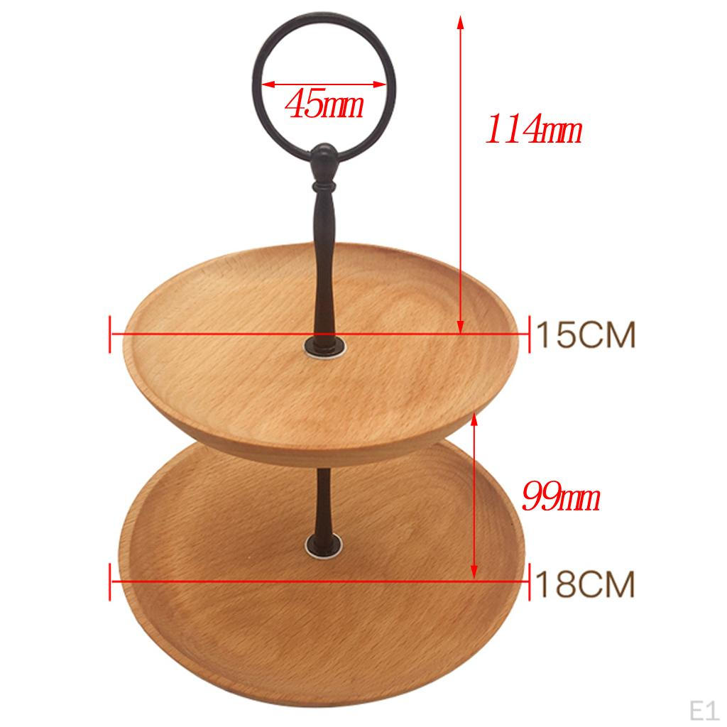 2 Layer Tier Wood Round Serving Display Cakes Platter Food Pastry Stand Rack