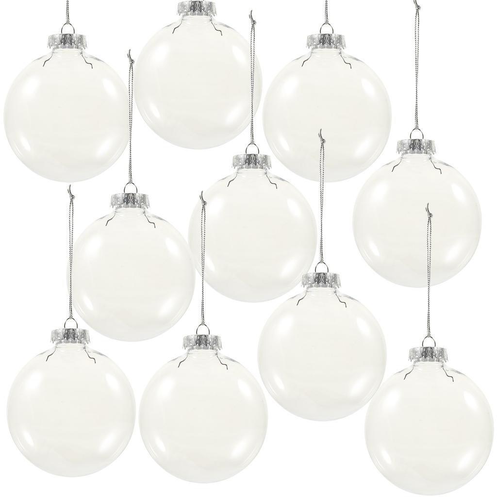6Pcs Clear Fillable Ball Ornament Set for Christmas Tree Decorations DIY Crafts Holiday Party Favors Wedding Hanging Adornments