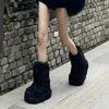 2025 trend autumn and winter new European and American wind snow boots warm and thickened niche Spice Girl fluffy boots black