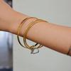 Design sense Modern minimalist 18K gold, gold and silver color matching hammer pattern wide face love ring bracelet